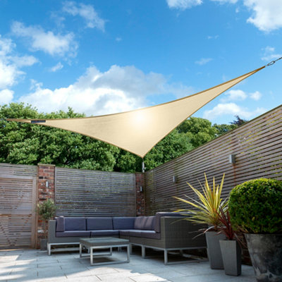 Kookaburra 3.6M Triangle Waterproof Sand Garden Patio Sun Shade Sail Canopy 98% Uv Block With Free Fixing Kit from B&Q