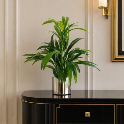 Leaf Artificial Realistic Bamboo Shrub With Metal Planter - Silver Planter - Image 8