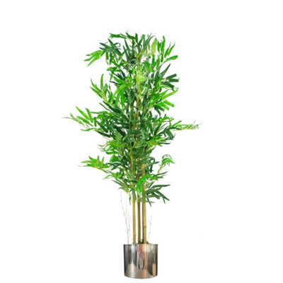 Leaf 120Cm Realistic Artificial Bamboo Plants Trees With Silver Metal Planter from B&Q