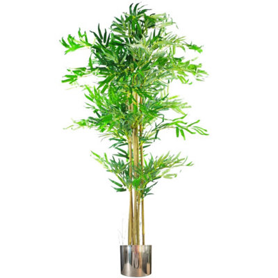 Leaf 150Cm (5Ft) Realistic Artificial Bamboo Plants TreesXl With Silver Metal Planter from B&Q