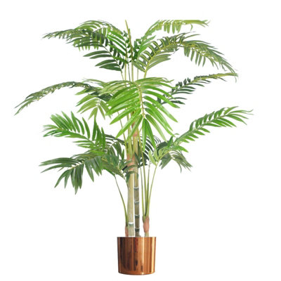 Leaf (4Ft) Premium Artificial Areca Palm With Pot With Copper Metal Planter 120Cm