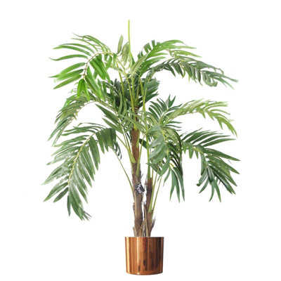 Leaf 120Cm Realistic Artificial Palm Tree With Pot With Copper Metal Planter from B&Q