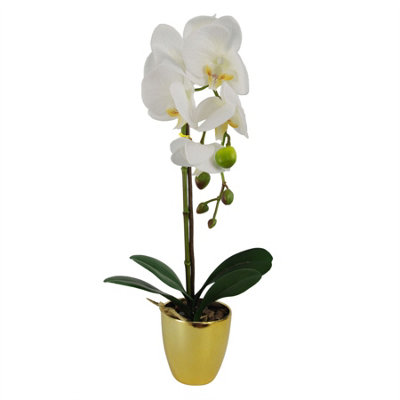Leaf Unisex White 46Cm Artificial Orchid Dark / Silver - Image 7