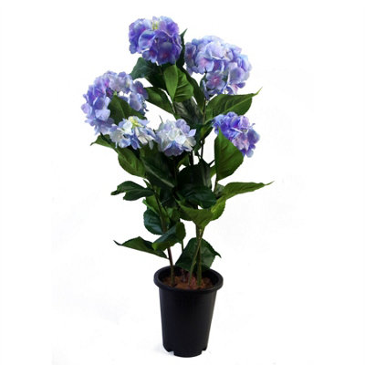 Leaf 90Cm Artificial Hydrangea Plant With 200 Flowers Blue