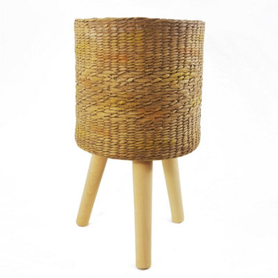 Rattan Effect Fibreglass Composite Indoor Planter With Legs 54 X 30Cm - Size: 54 X 30 X 30Cm - Wilko Brown Leaf - Image 5