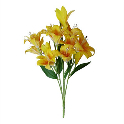 Leaf Artificial Lily Plant Yellow 60Cm Bare Stem Flowers from B&Q