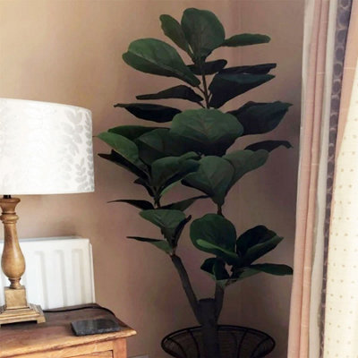 Leaf 120Cm (4Ft) Large Artificial Fiddle Fig Tree Ficus Evergreen Plant