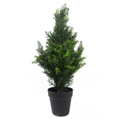 Leaf Green Uv Artificial Cedar Cypress Topiary Uv Resistant 60Cm