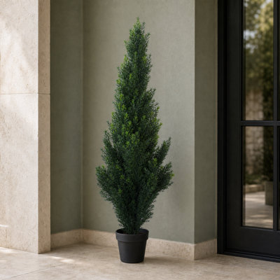Leaf 90Cm Uv Artificial Cedar Cypress Topiary Uv Resistant Green