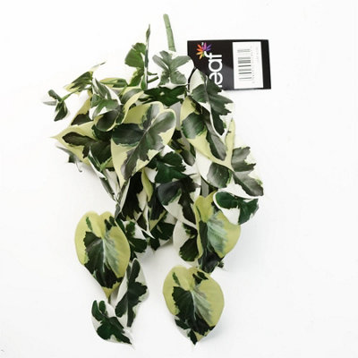 Leaf 40Cm Artificial Trailing Variegated Marble Pothos Plant from B&Q