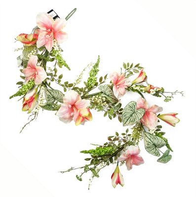 Leaf 180Cm Artificial Hanging Trailing Lily Plant Garland Pink