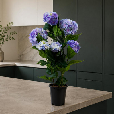 Leaf Artificial Hydrangea Flowering Plant Blue - Image 8