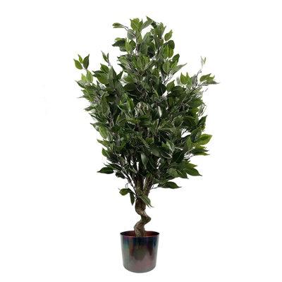 Leaf Artificial Evergreen Ficus Tree Multicolour Planter 110Cm