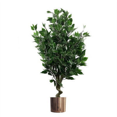 Artificial Ficus Tree 110cm - Realistic Plant - Green Foliage - Copper Planter - Image 7
