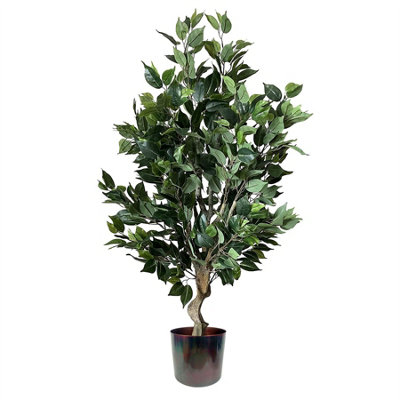 Leaf Ficus Twist Artificial Plant 100cm - Green - Wood - Image 6