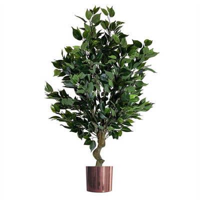 B&Q - Artificial 100Cm  Realistic Artificial Ficus Tree / Plant Bush Ficus Copper Planter