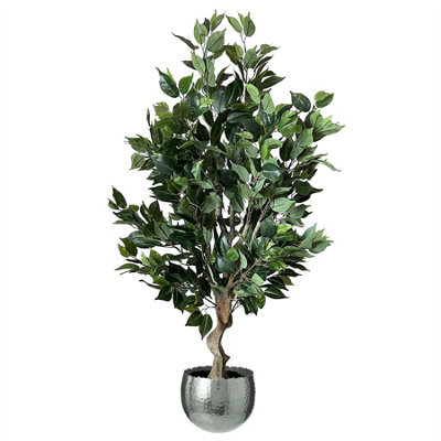 Leaf Silver Artificial Premium Artificial Ficus Twist Tree Planter 100Cm