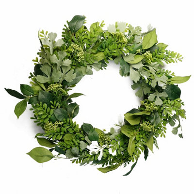 Leaf Fern Artificial Wreath 50cm - Image 8