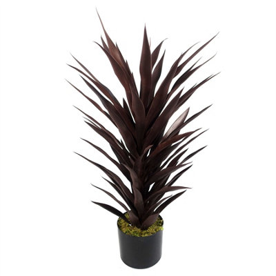 Leaf Dark/Red Yucca Plant Artificial 85Cm