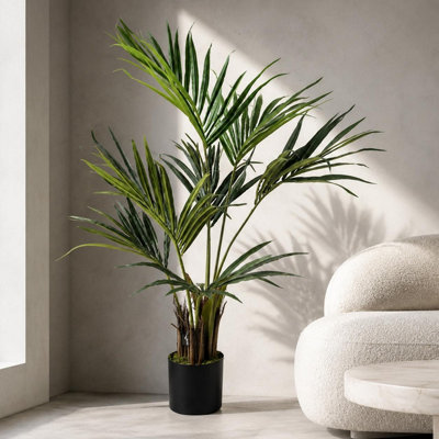 Leaf Kentia Palm Artificial Tree 130cm Black Silk/Plastic - Image 8