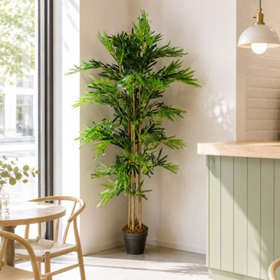 150cm Artificial Bamboo Tree 5ft Realistic Faux Indoor Plant Home Office Decor - Image 9