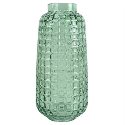 Leaf Green 30Cm Cube Glass Vase Designer Large