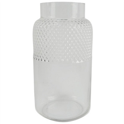 Leaf 29Cm Clear Glass Diamond Vase Large from B&Q