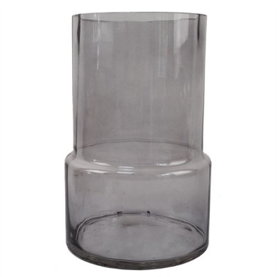 B&Q -  26Cm Grey Smoke Glass Vase Designer Large