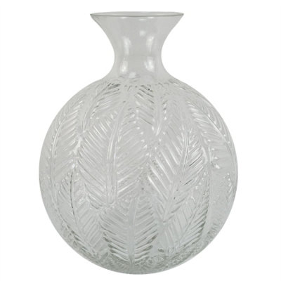 Bottle Vase 26cm Glass Fern Print Practical Everyday Use Clear White - Image 7