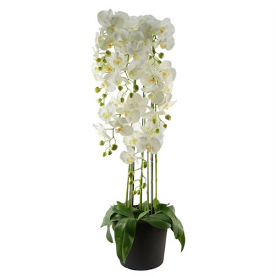 B&Q -  110Cm Large White Orchid PlantArtifcial41 Real Touch Flowers