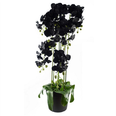 B&Q -  110Cm Large Black Orchid PlantArtifcial41 Real Touch Flowers