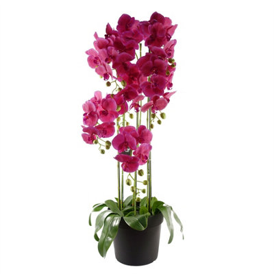 B&Q -  110Cm Large Pink Orchid PlantArtifcial41 Real Touch Flowers