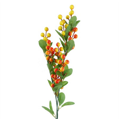 Leaf 70Cm Artificial Orange Berry Spray from B&Q