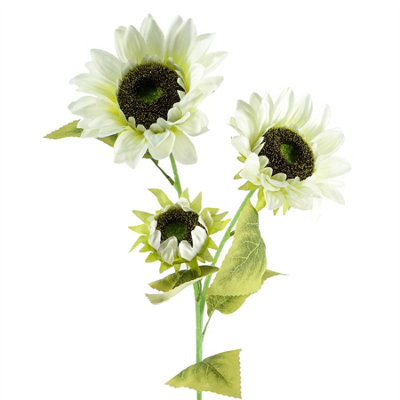 Leaf 88Cm White Artificial Sunflower3 Heads from B&Q