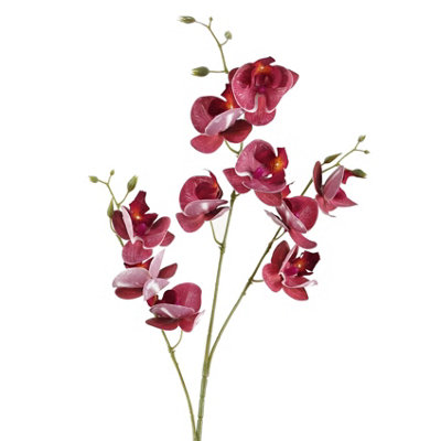 Leaf 80Cm Dark Pink Artificial Mini Orchid Stem from B&Q