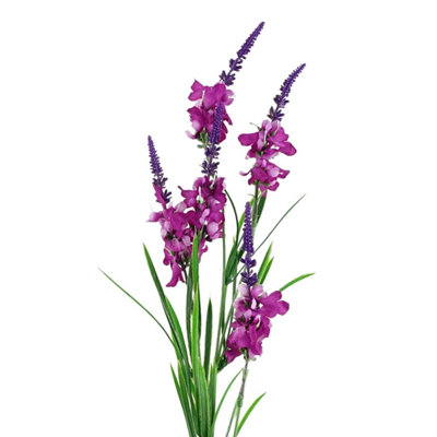Leaf 80Cm Dark Pink Larkspur Artifical Stem from B&Q