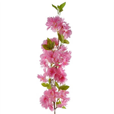 Leaf 100Cm Pink Artificial Blossom Stem from B&Q