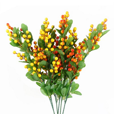 Leaf Pack Of 6 X 70Cm Artificial Orange Berry Spray from B&Q