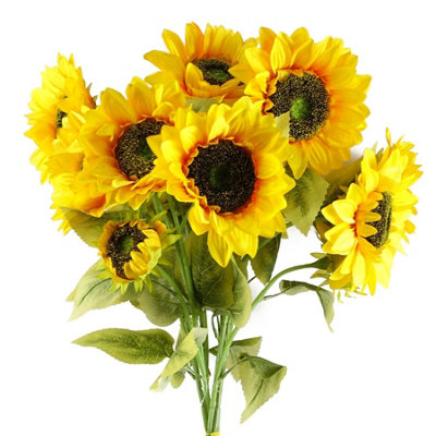 Leaf Pack Of 6 X 88Cm Yellow Artificial Sunflower18 Heads from B&Q