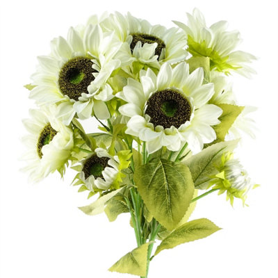 Leaf Pack Of 6 X 88Cm White Artificial Sunflower18 Heads from B&Q