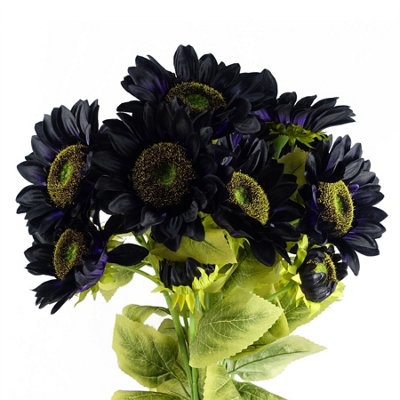Leaf Pack Of 6 X 88Cm Purple Artificial Sunflower18 Heads from B&Q