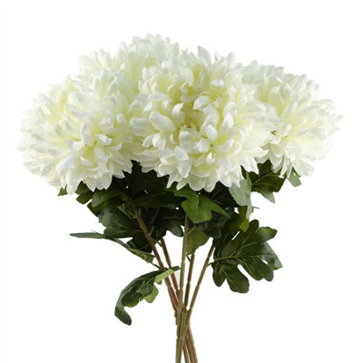 Pack of 6 Large White Artificial Reflex Chrysanthemum Flowers 75cm - Image 8