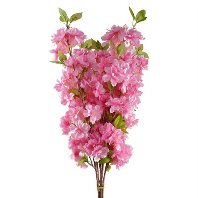 Leaf Pack Of 6 X 100Cm Pink Artificial Blossom Stem from B&Q