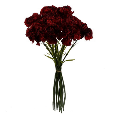 Leaf 12 X Carnation Artificial Flowers Red
