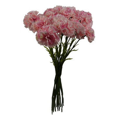 B&Q -  12 X Pink Carnation Artificial Flowers - Image 6