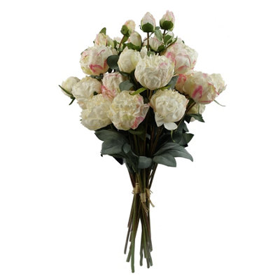 Leaf Cream X 55Cm Peony Artificial Flower Stems - 24 Flowers 18 Buds Size 6