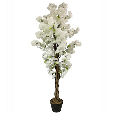 Leaf 150Cm Artificial White Blossom Tree from B&Q
