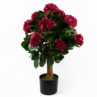 Leaf 75Cm Artificial Pink Bush Hydrangea Plant Potted from B&Q