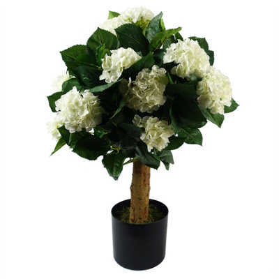 Leaf 75Cm Artificial White Bush Hydrangea Plant Potted from B&Q