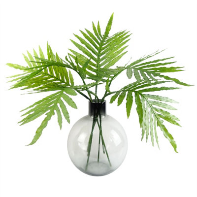 Leaf Artificial Plant Bundle with Ball Vase - 80cm - Green - Image 8